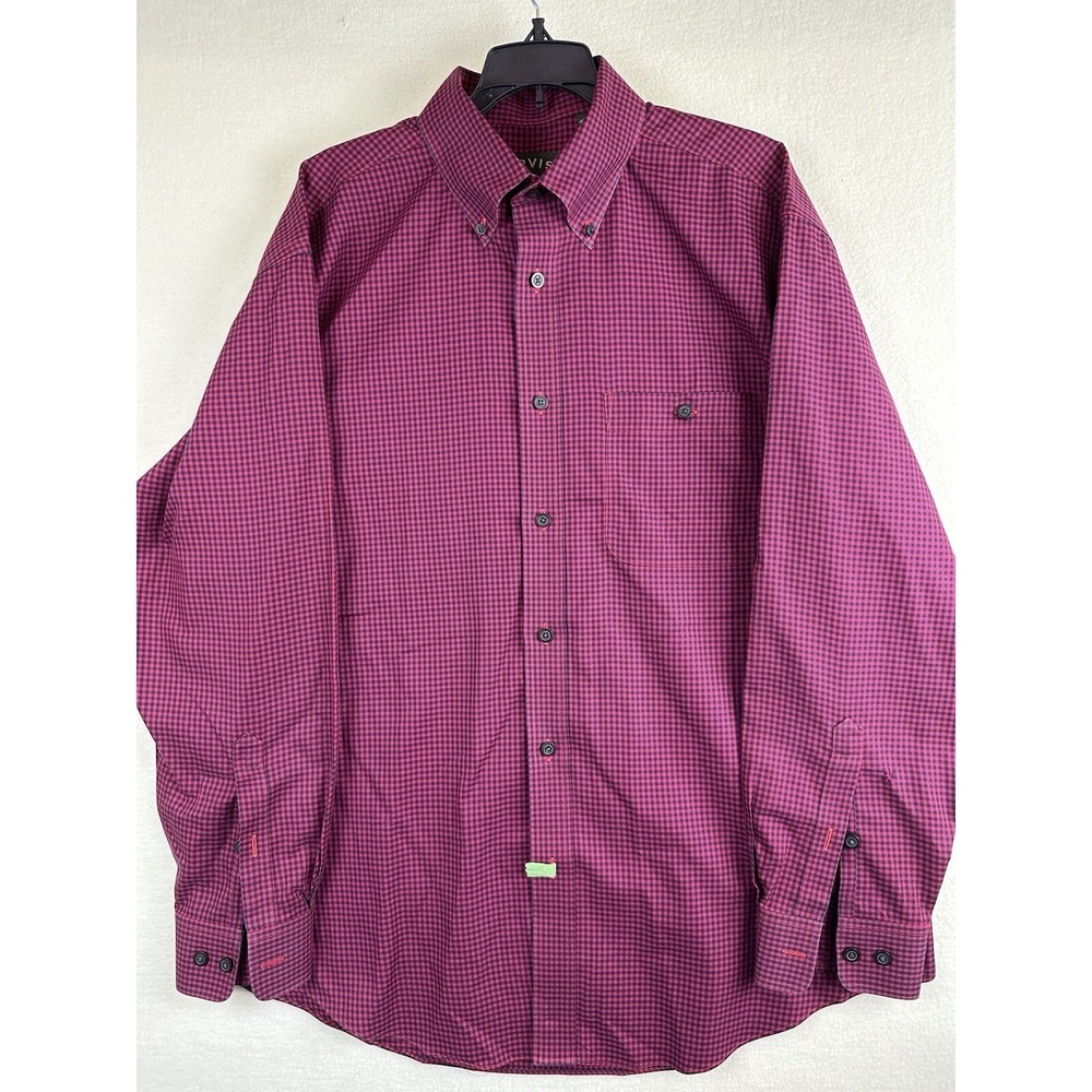 Orvis Dress Shirt Country Plaid Long Sleeve Button Up Mens Size XL Plum Color